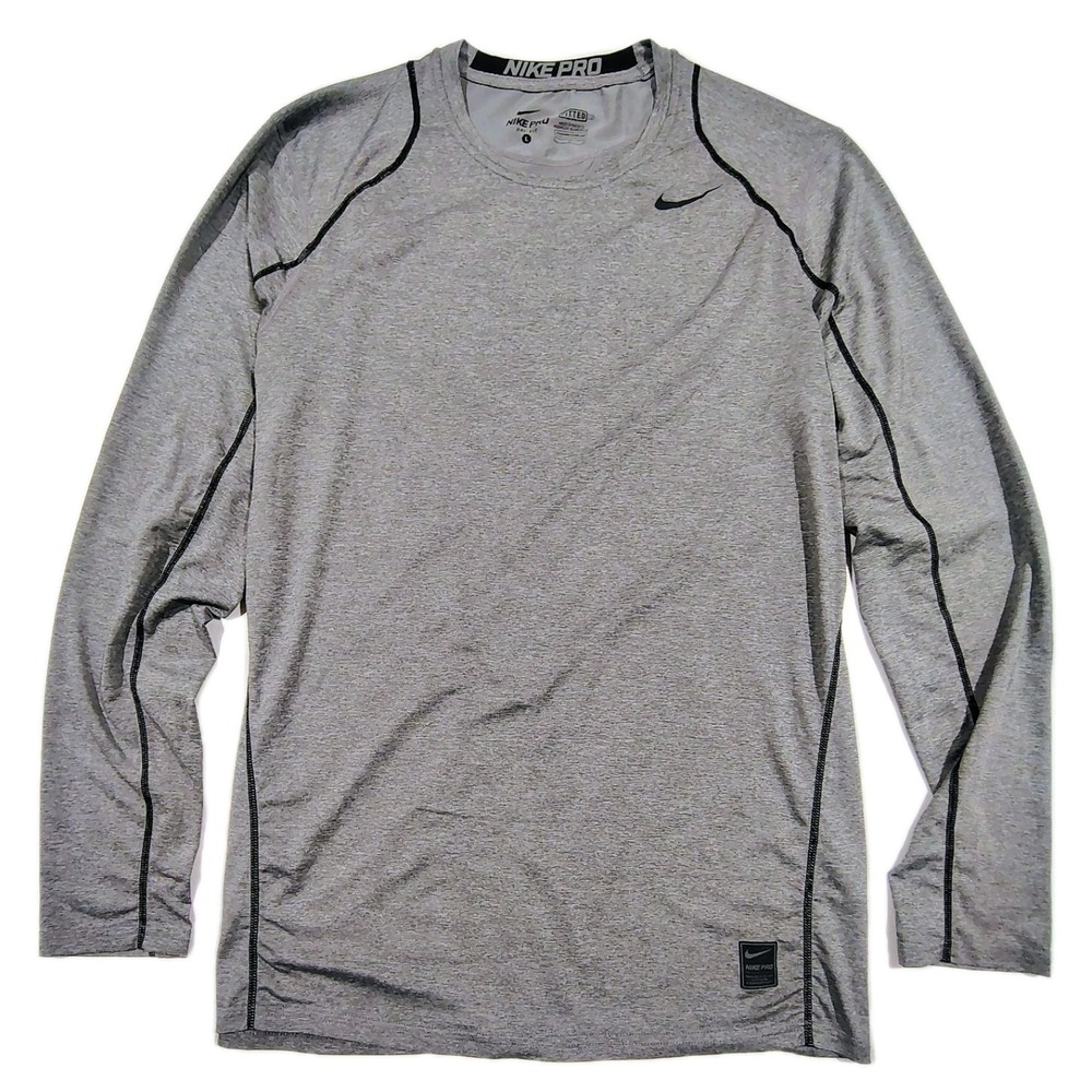 Nike Pro Fitted Dri-FIT Long Sleeve shirt MensGray Large Athletic Performance L